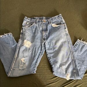 Distressed Wrangler Blue Jeans